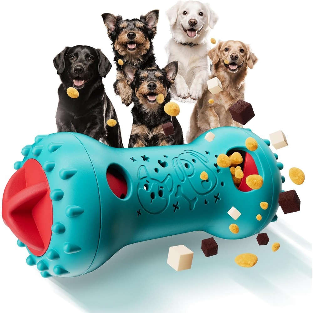 Indestructible Dog Chew Toy - Juguetes interactivos para perros, juguete dispensador