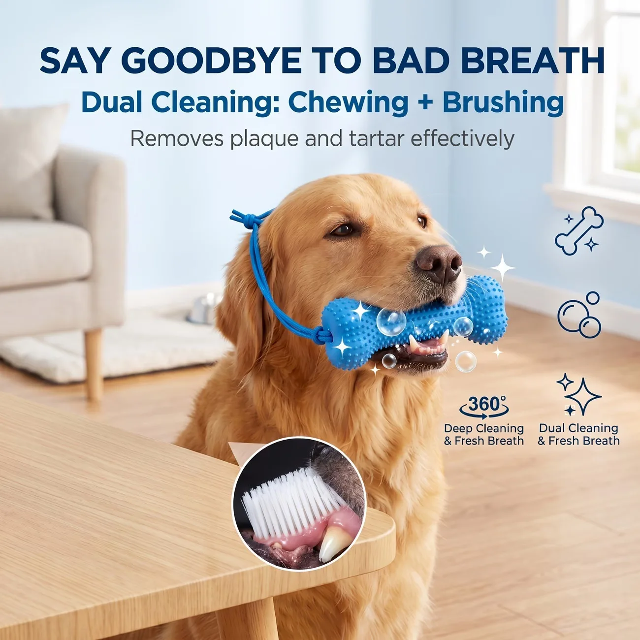 Teeth Cleaning Dog Chew Bone - Juguete reutilizable para perros, hecha de