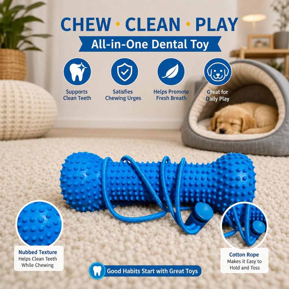 Teeth Cleaning Dog Chew Bone - Palito masticable para perros, con forma
