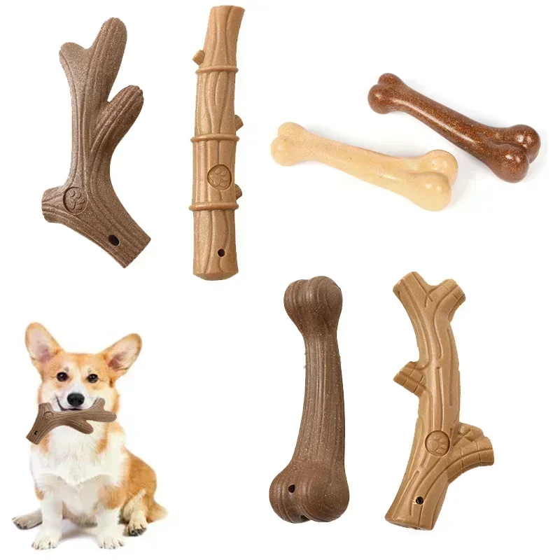 Indestructible Dog Chew Toy - Cuerdas de ciervo de madera de