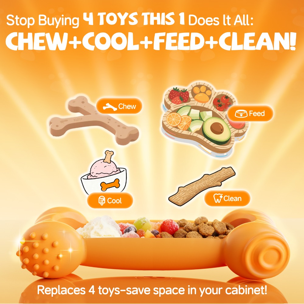Indestructible Dog Chew Toy - Paquete de 2 Huesos Congelables Indestructibles