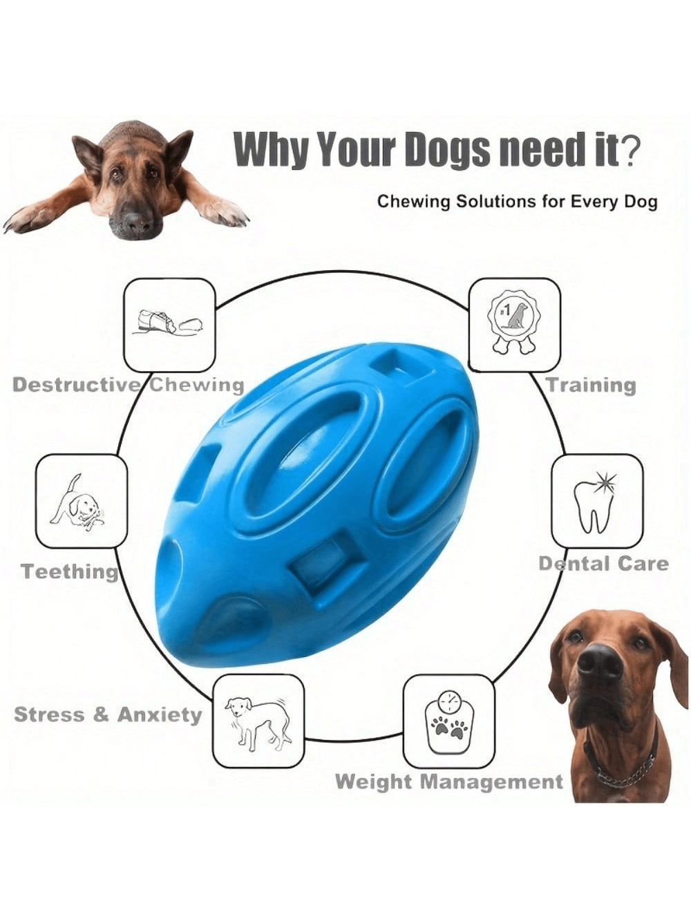 1 unidad de pelota de rugby ch - Indestructible Dog Chew Toy reseña y precio